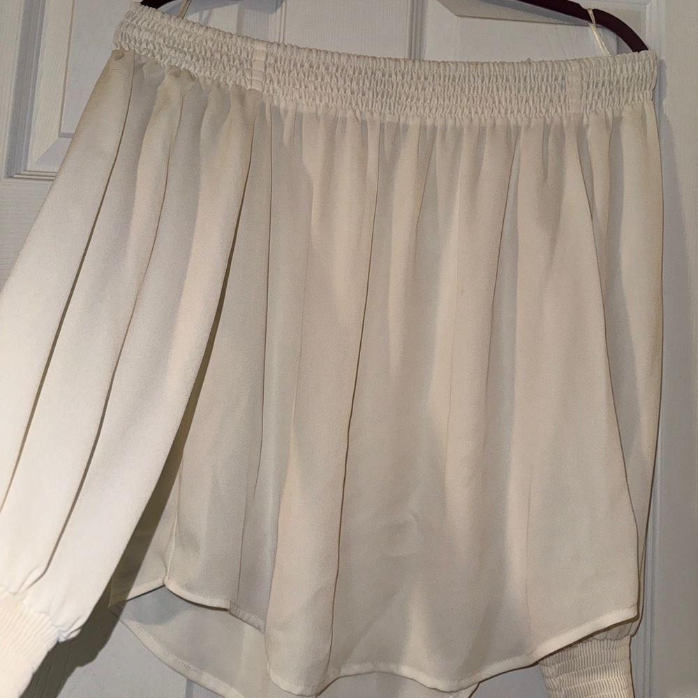 EXPRESS Cream Off-Shoulder Blouse